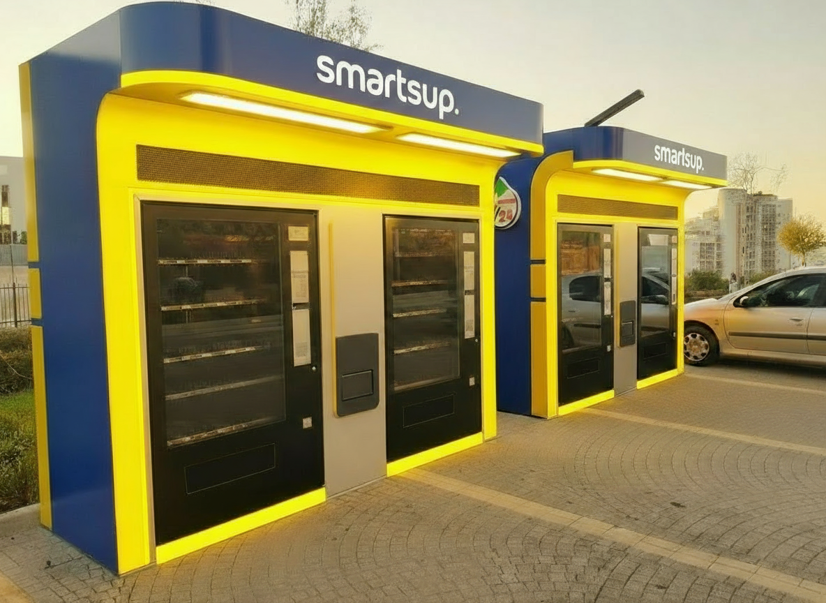 Smartsup Outdoor-Verkaufsautomaten auf Supermarkt-Parkplatz